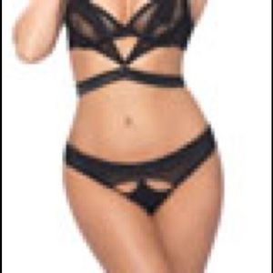 Unlined bra and panty with lace & satin.